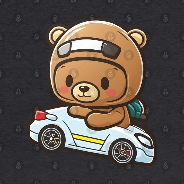 Cute Bear Driving Car by Artifyio